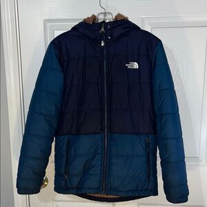 The North Face Blue Puffer Jacket with hoodie